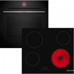 Bosch HBG7321B1 + PKE61RBA2E Φούρνος άνω Πάγκου 71lt με Κεραμικές Εστίες Π59.4εκ. Μαύρος